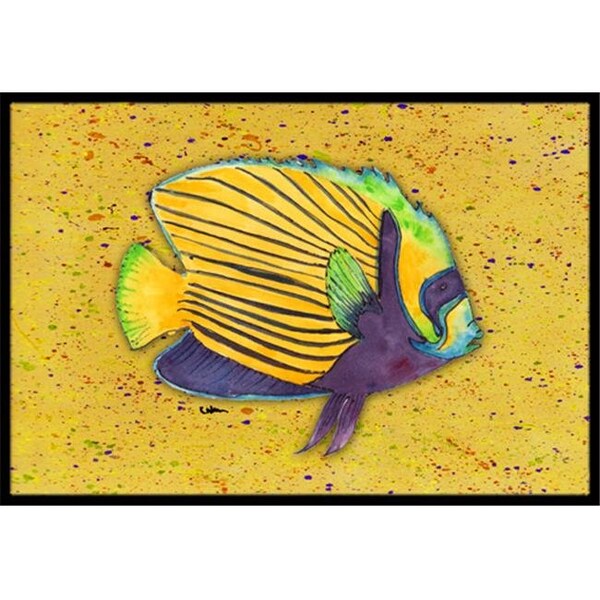 Carolines Treasures Carolines Treasures 8577JMAT 24 x 36 In. Tropical Fish on Mustard Indoor or Outdoor Mat 8577JMAT - main